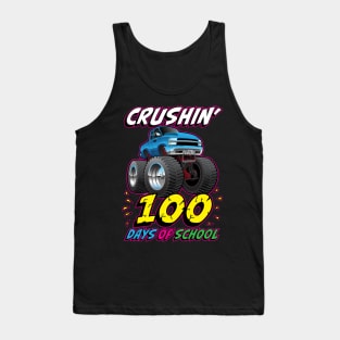 Crushin' 100 Days of School Monster Truck Cartoon Tank Top